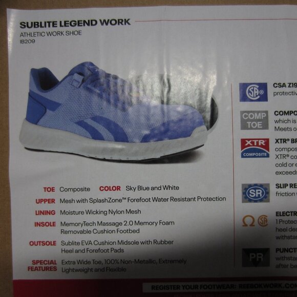 Reebok Sublite Legend Work Athletic Shoes Womens Size 7 Blue Composite Toe NEW - Picture 12 of 14